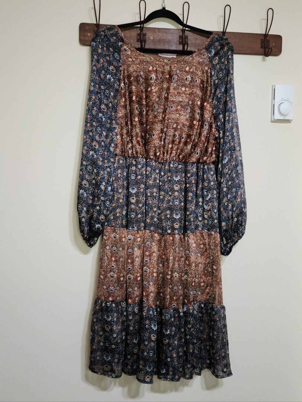 Ces Femme Dress Boho Festival Prairie Floral XL (See Measurements) Long Sleeve